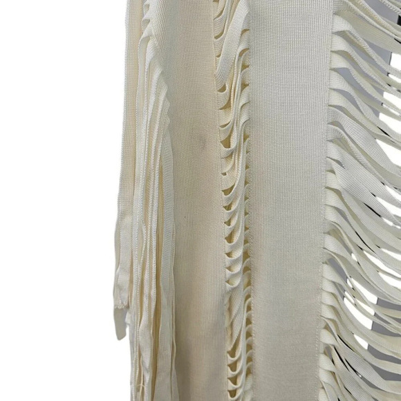 Herve  Leger Womens Bregi Swim Cover Up Dress Size XS/S Alabaster Fringe Draped - Picture 7 of 11